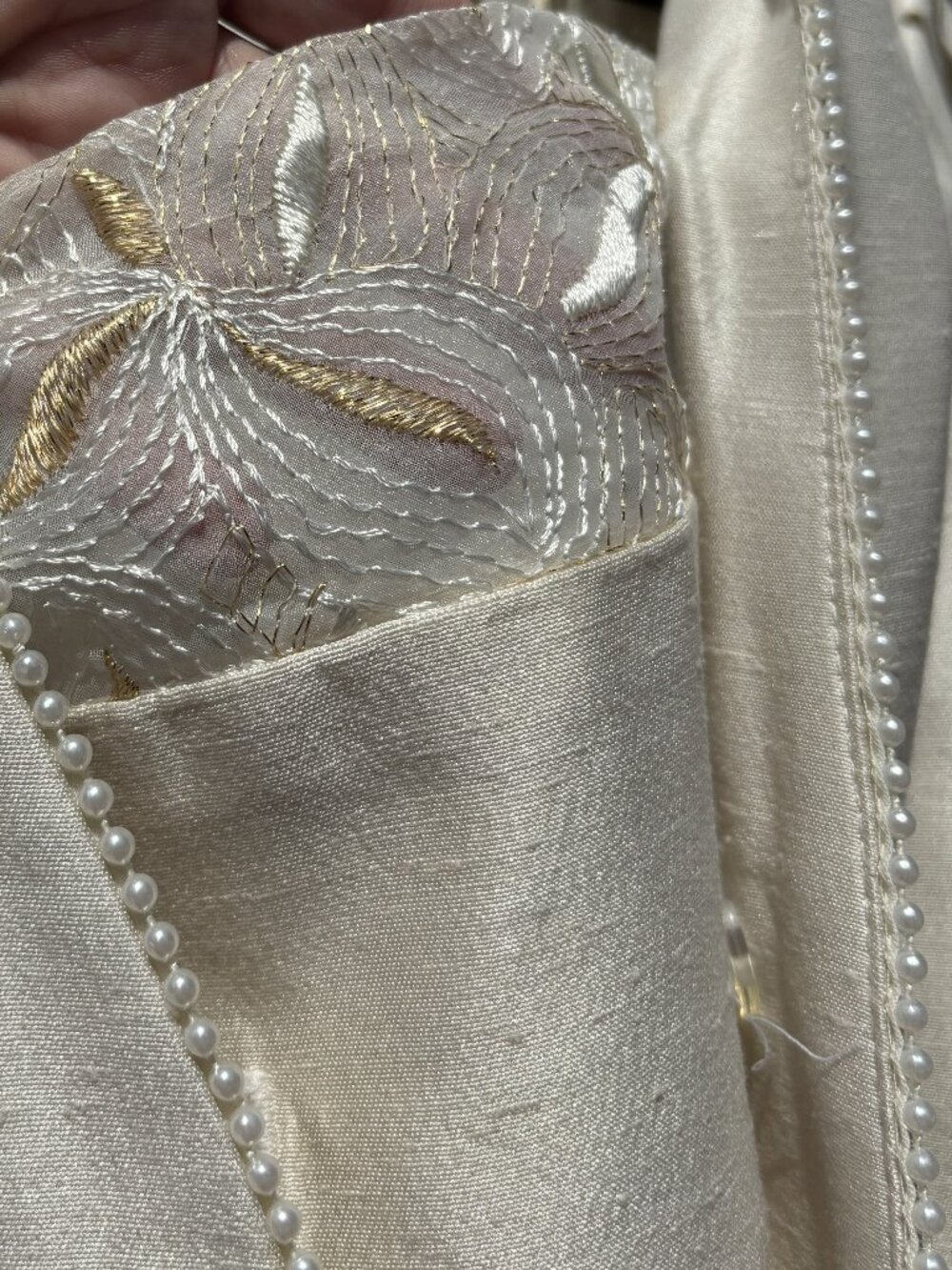 Vintage Embroidered Jeffrey & Dara Jacket, Ivory and Gold Sz 24